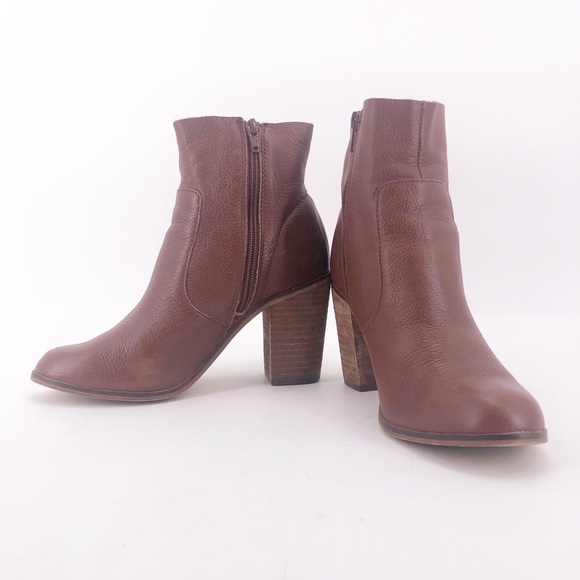 Dr Scholl’s Heeled Leather Booties Cognac Brown - Picture 5 of 7